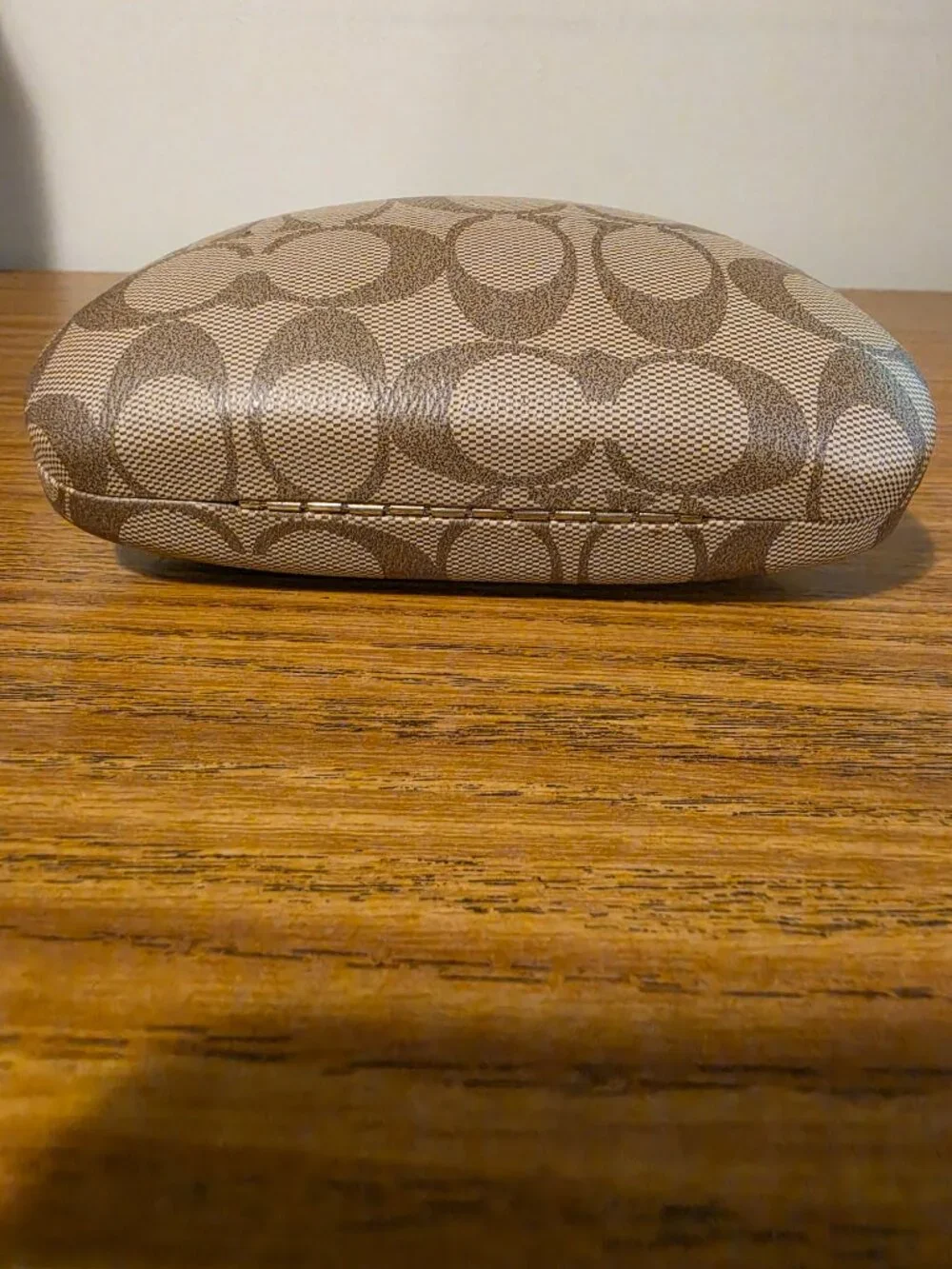 COACH Signature Glasses Case Brown Monogram Hard Clamshell Sunglasses Eyeglass